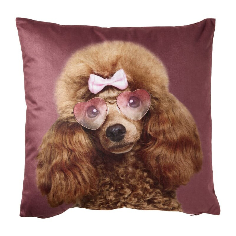 Kussen poedel - roze - 45x45 cm afbeelding 