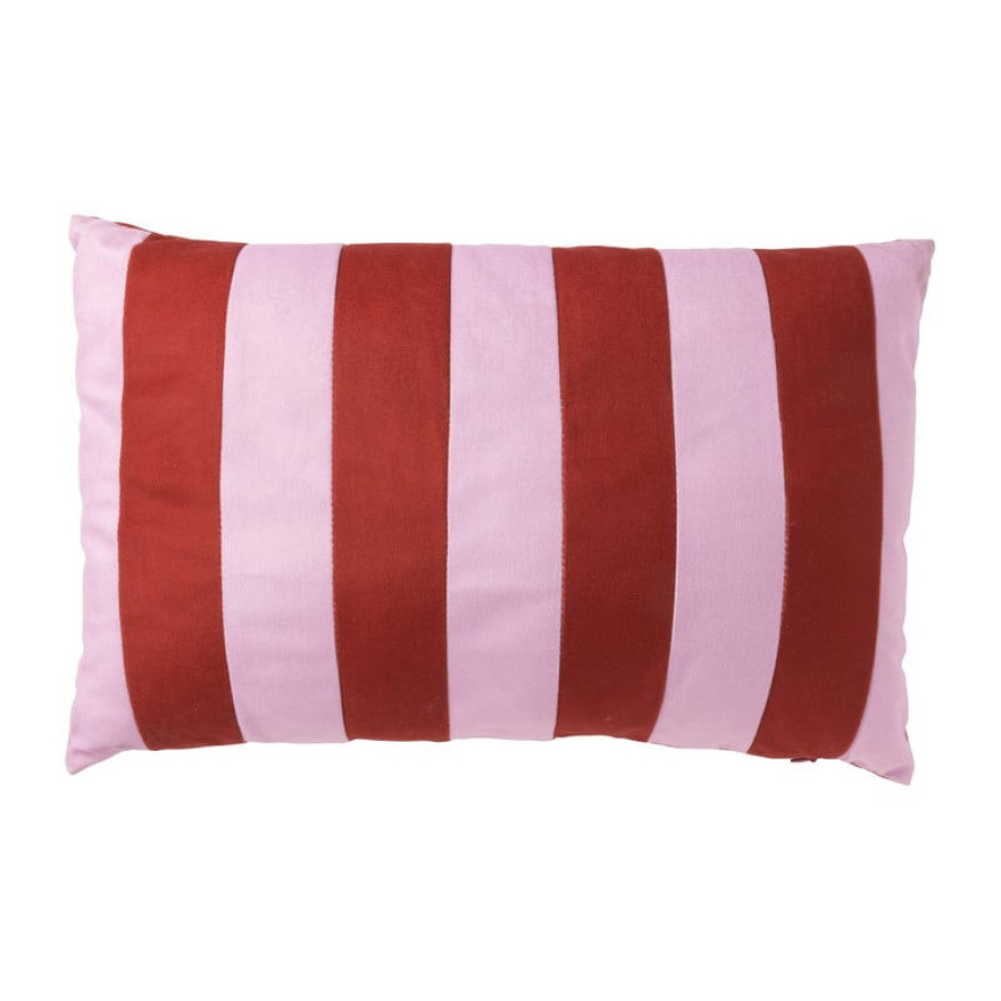 Kussen met strepen - rood/roze - 30x45 cm afbeelding 