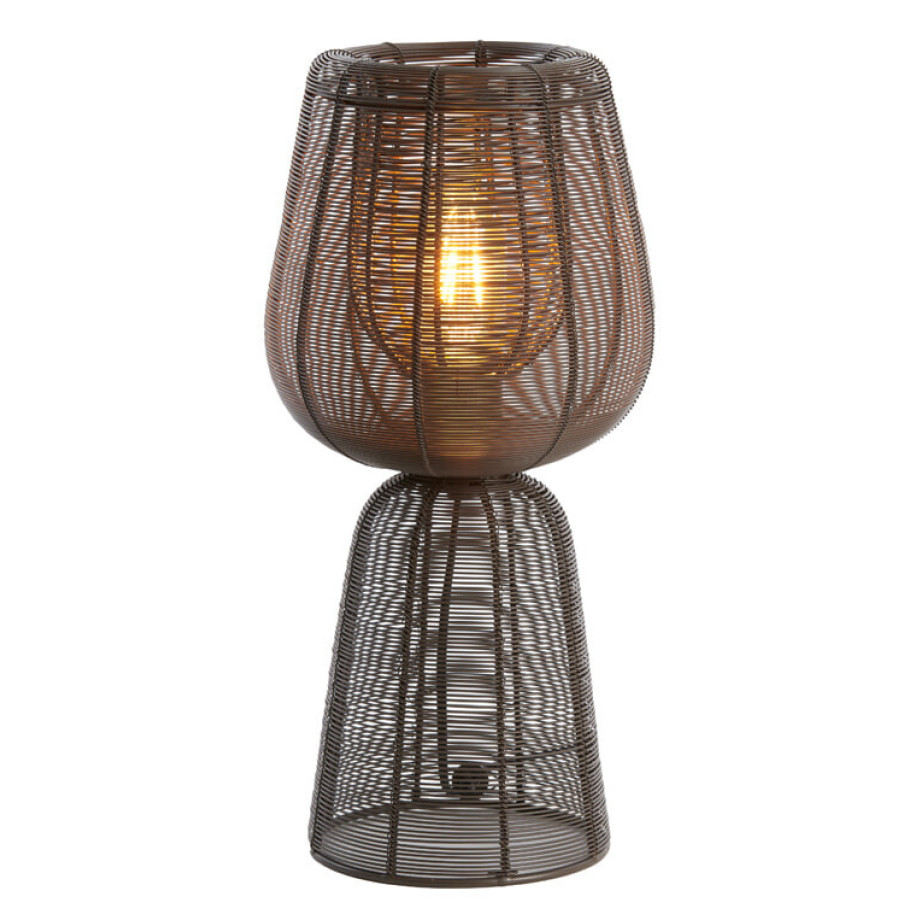 Light & Living Tafellamp 'Aboso' 42cm, kleur Donkerbruin afbeelding 1