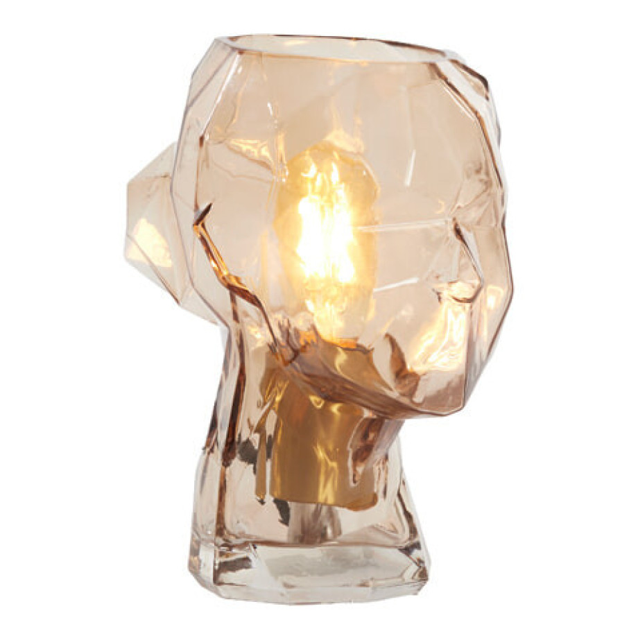 Light & Living Tafellamp 'Head' Glas, Ø20cm, kleur Bruin afbeelding 1