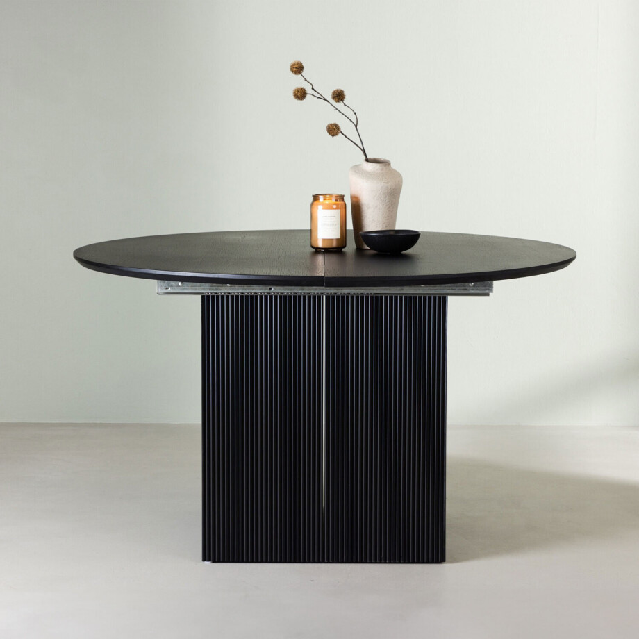 Nohr Uitschuifbare Ronde Eettafel 'Kalandra' MDF, 130-180 x 130cm, kleur Zwart afbeelding 1