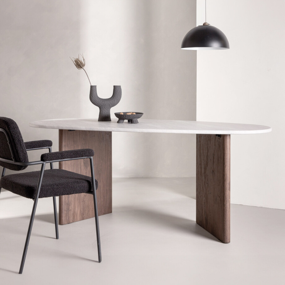 Nohr Organische Eettafel 'Jenea' Betonlook MDF, 180 x 90cm afbeelding 1