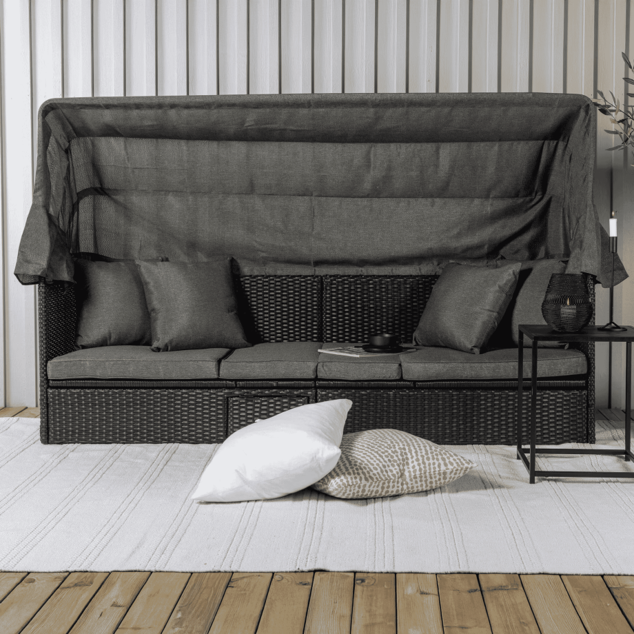 Nohr Loungebank 'Jonte' Met dak, kleur Zwart/Grijs afbeelding 1