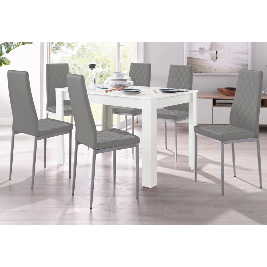 INOSIGN Eethoek Lynn + Brooke Tafel 120 cm, 4 stoelen in lederlook (set, 5-delig - 5-delig - 5 stuks) afbeelding 1