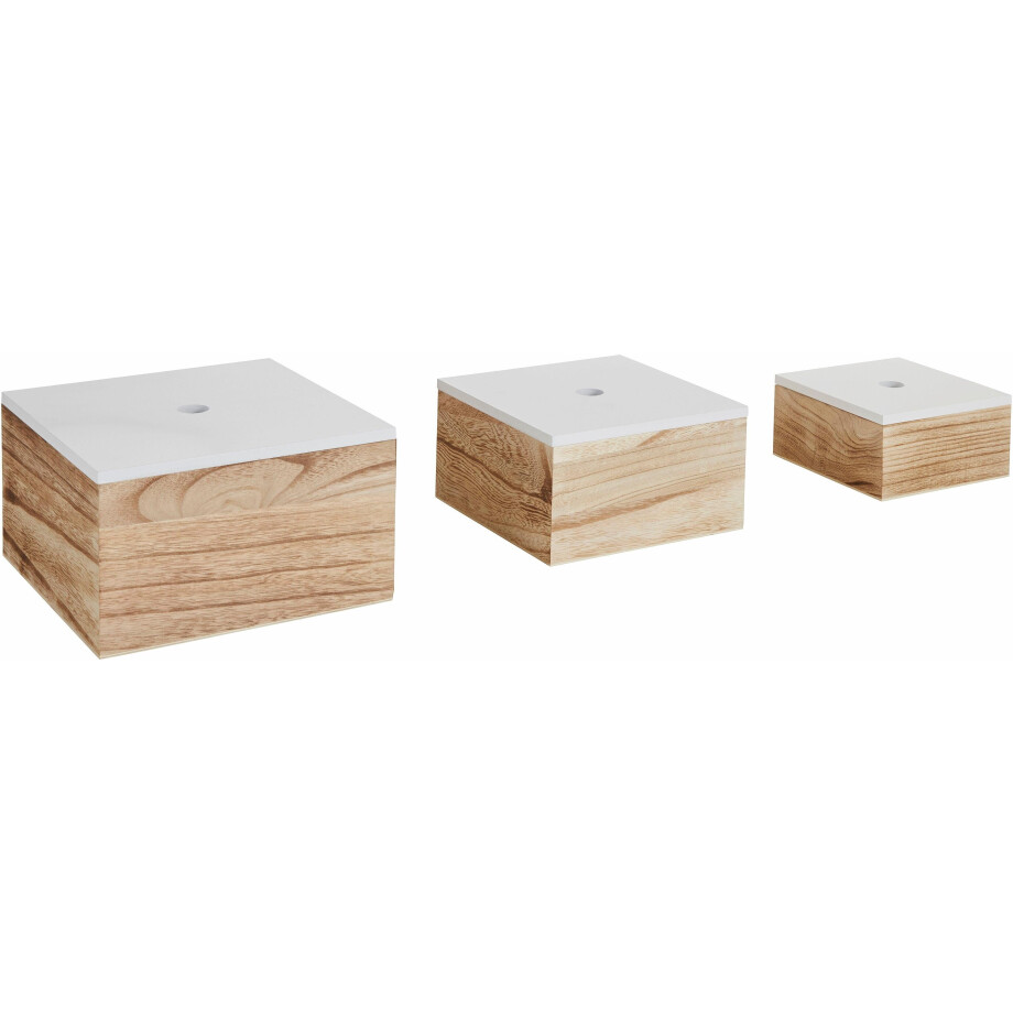 Zeller Present Opbergbox set van 3, hout, wit / naturel afbeelding 1