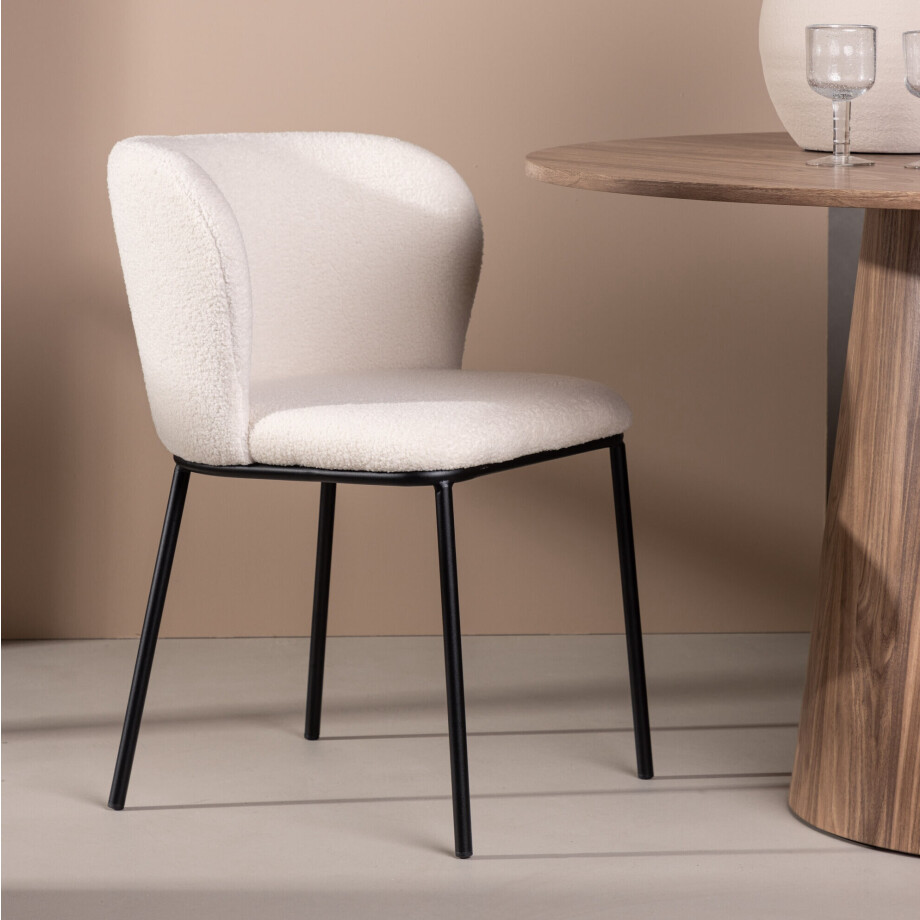 Nohr Eetkamerstoel 'Almetra' Bouclé, kleur Wit afbeelding 1