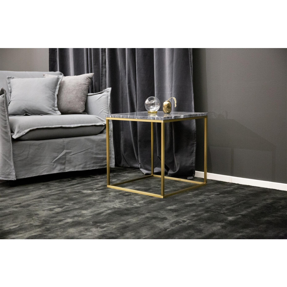 Nohr Bijzettafel 'Lenton' Marmer, 50 x 50cm, kleur Grijs/Goud afbeelding 1