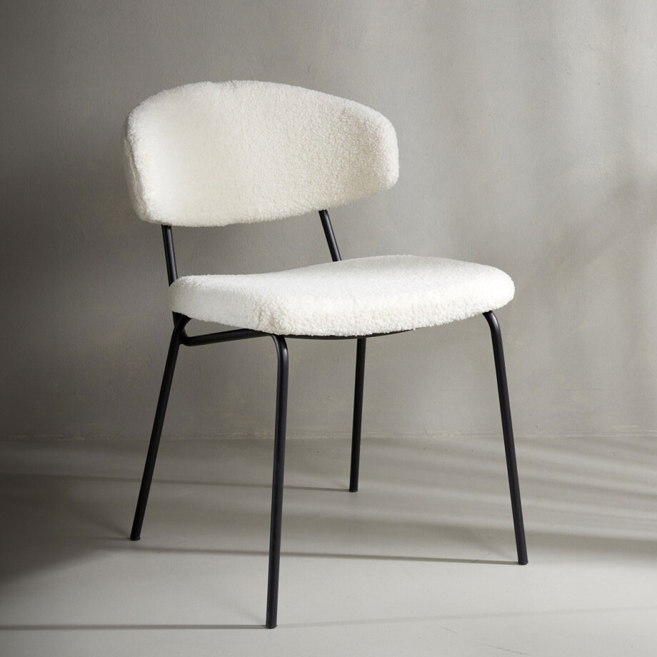 Nohr Eetkamerstoel 'Jannet' Teddy, kleur Wit Nohr Eetkamerstoel 'Jannet' Teddy, kleur Wit afbeelding 1