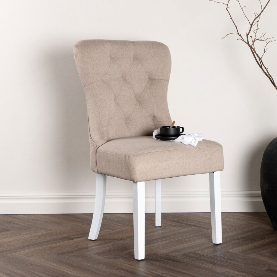 Nohr Eetkamerstoel 'Sibyl' Linnen, kleur Beige afbeelding 1