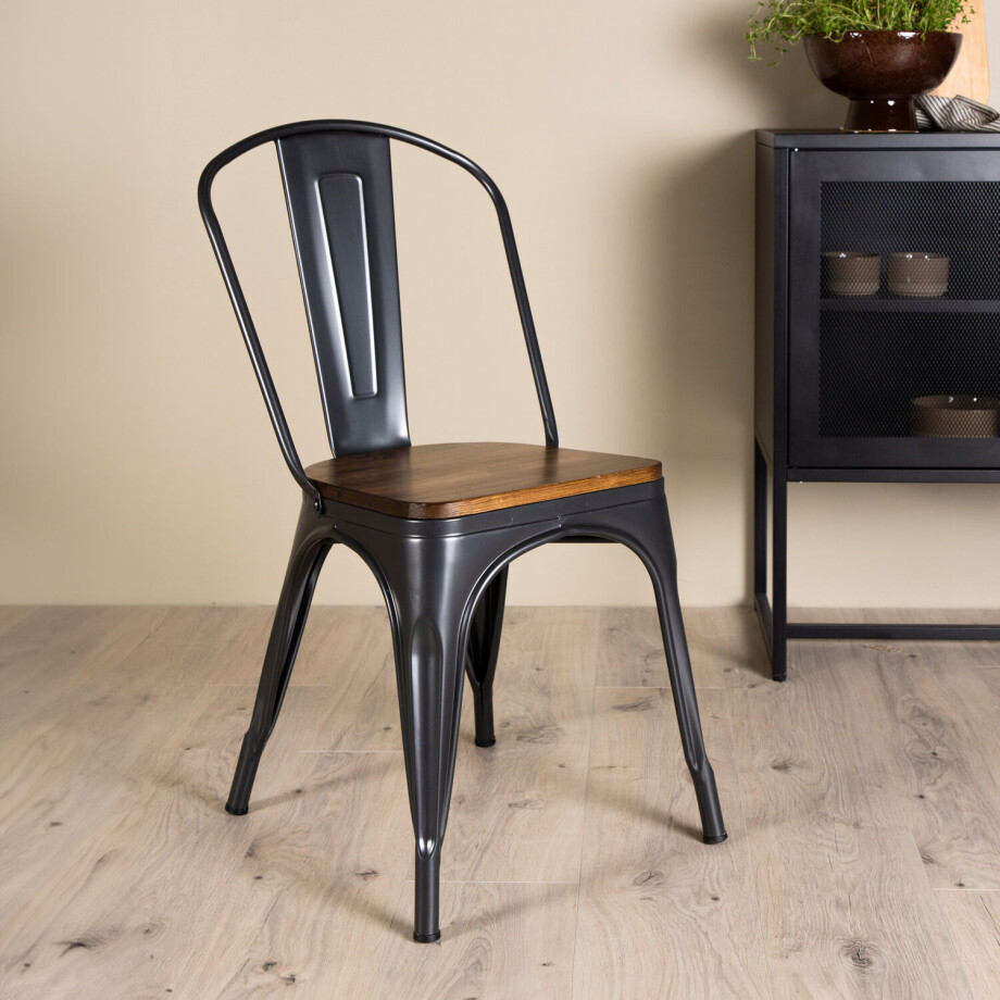 Nohr Eetkamerstoel 'Jerae' kleur Walnoot/Zwart Nohr Eetkamerstoel 'Jerae' kleur Walnoot/Zwart afbeelding 1