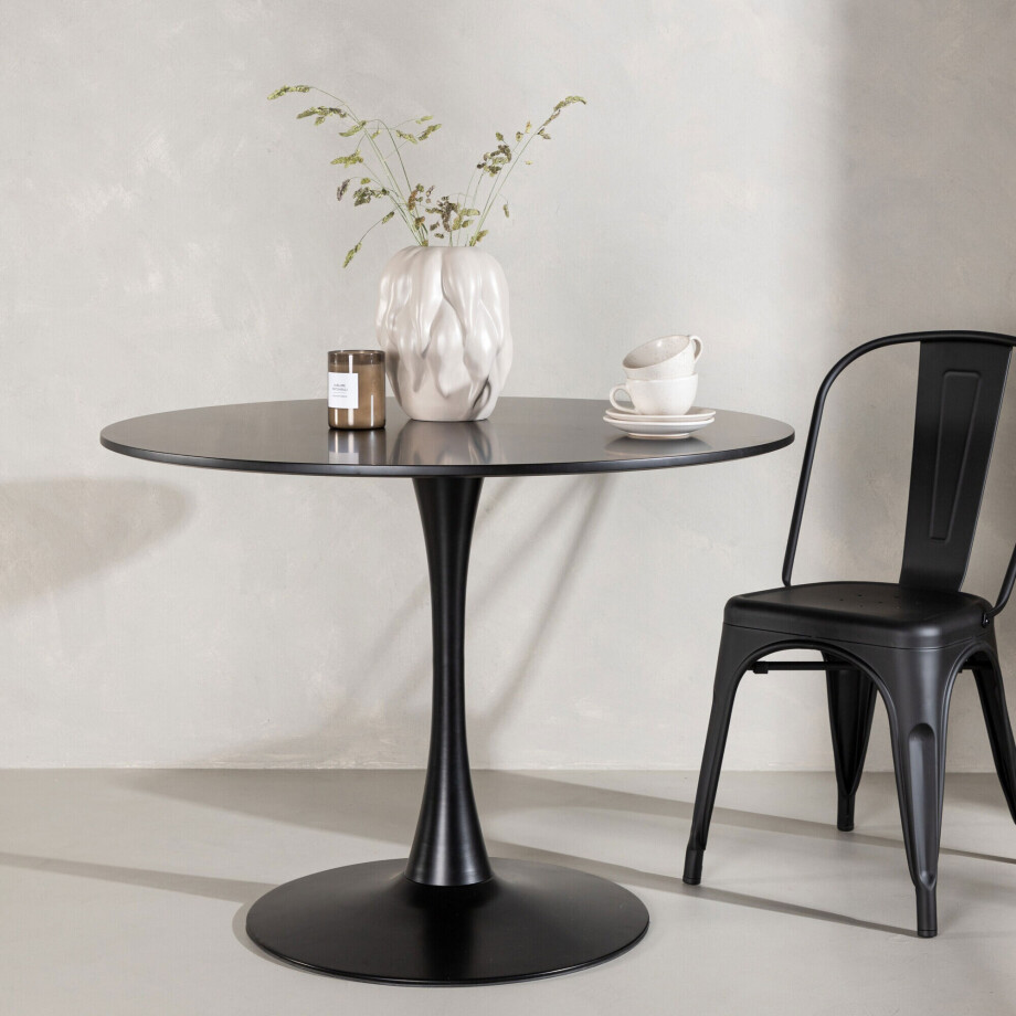 Nohr Ronde Eettafel 'Nicos' 100cm, MDF, kleur zwart Nohr Ronde Eettafel 'Nicos' 100cm, MDF, kleur zwart afbeelding 1