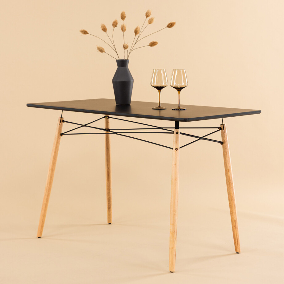 Nohr Eettafel 'Illana' 120 x 60cm, kleur Zwart/Houtlook afbeelding 1