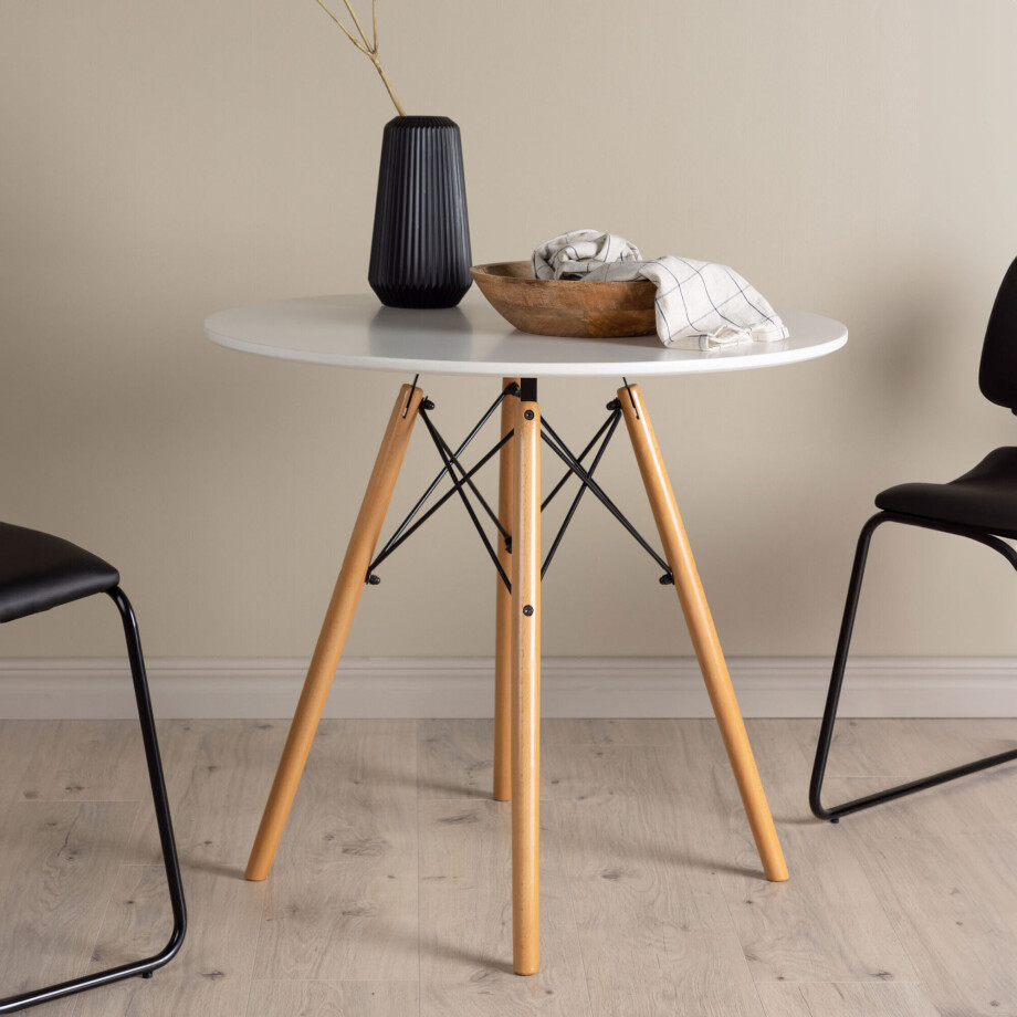 Nohr Ronde Bistrotafel 'Illana' 60cm, kleur Wit/Houtlook afbeelding 1
