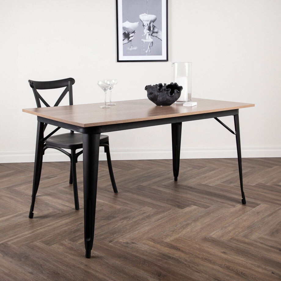 Nohr Eettafel 'Jerae' 140 x 80cm, kleur Walnoot/Zwart afbeelding 1