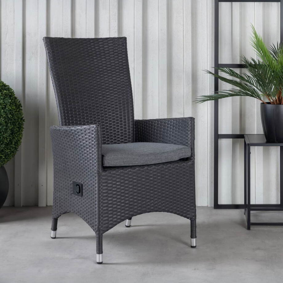Nohr Verstelbare Tuinstoel 'Davinia' Wicker, kleur Zwart afbeelding 1