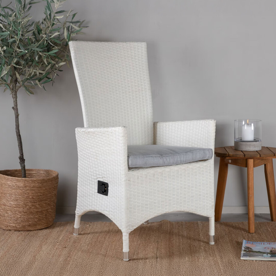 Nohr Verstelbare Tuinstoel 'Davinia' Wicker, kleur Wit afbeelding 1
