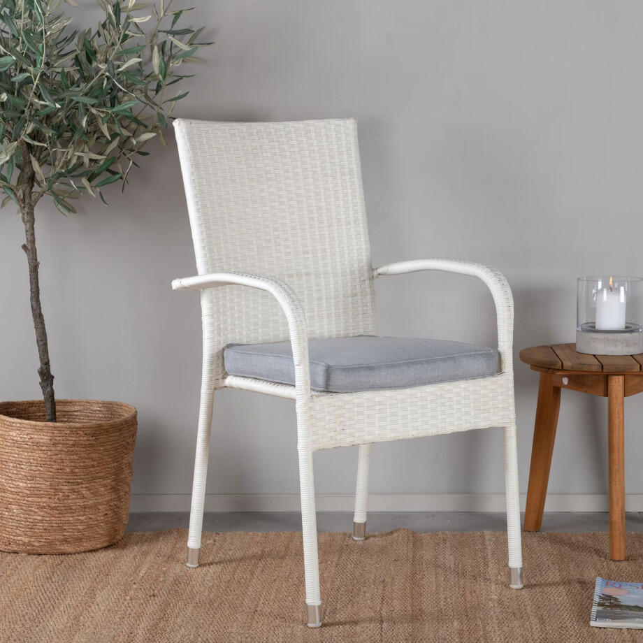 Nohr Tuinstoel 'Demareo' Wicker, kleur Wit afbeelding 1