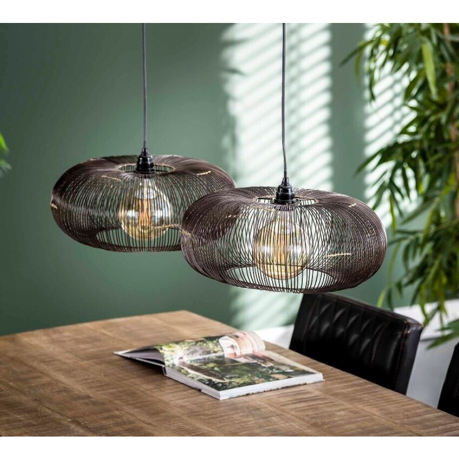Hanglamp Disk 102 cm breed in zwart nikkel afbeelding 1