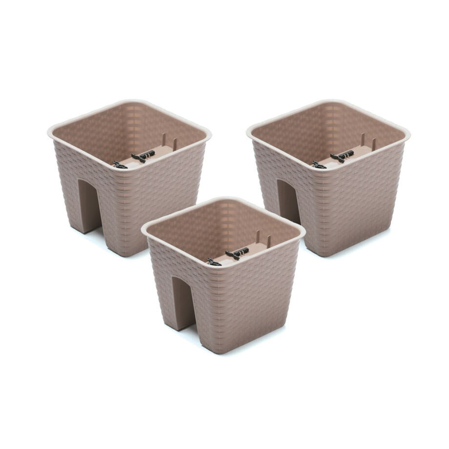 Prosperplast 3 railing bloempotten (Vierkant, Mokka, 27,2 x 27,2 x 22,5 cm) Prosperplast 3 railing bloempotten (Vierkant, Mokka, 27,2 x 27,2 x 22,5 cm) afbeelding 1