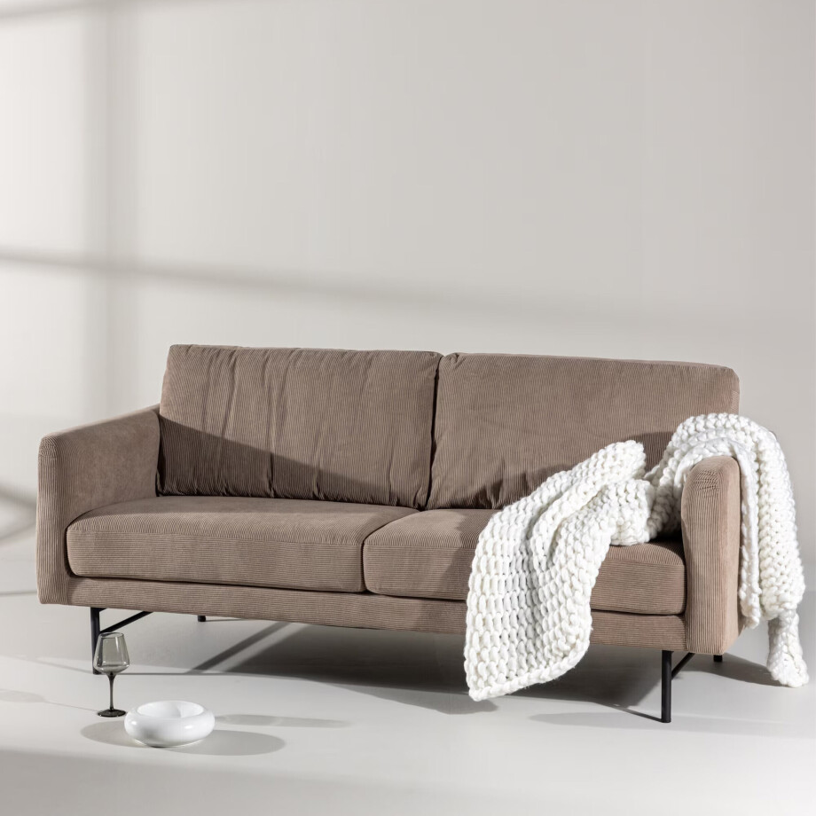 Nohr 3-zits Bank 'Sumit' Rib, kleur Bruin Nohr 3-zits Bank 'Sumit' Rib, kleur Bruin afbeelding 1