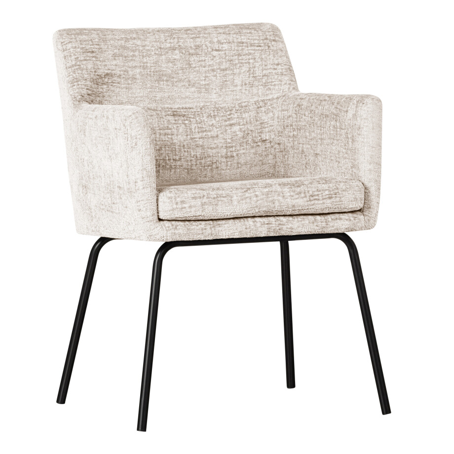 WOOOD Eetkamerstoel 'Kam' Structure Velvet, kleur Off White afbeelding 1