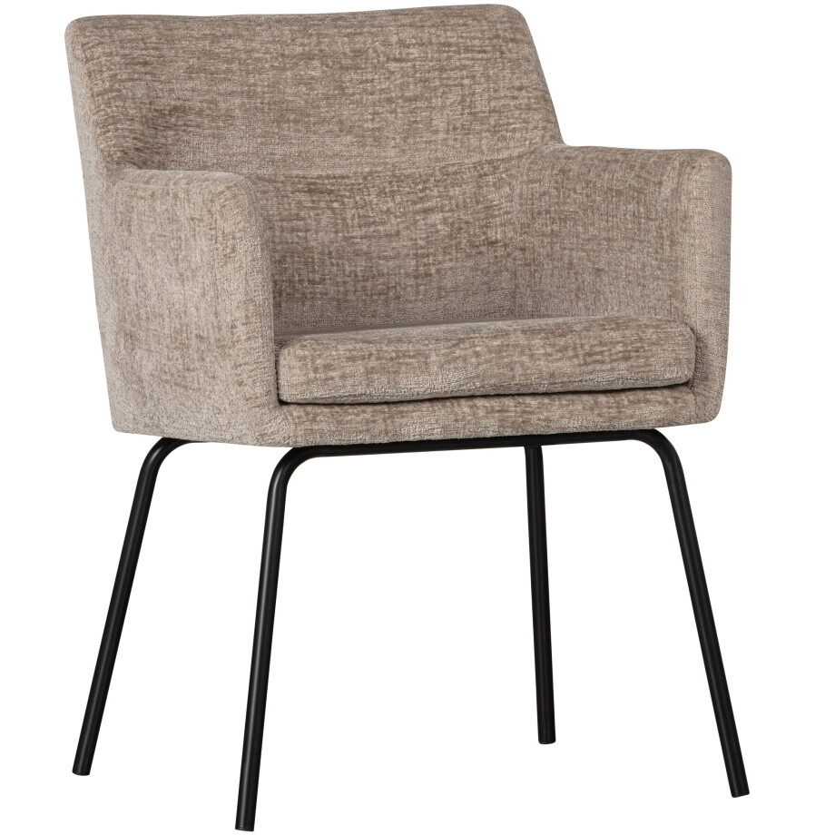 WOOOD Eetkamerstoel 'Kam' Structure Velvet, kleur Zand afbeelding 1