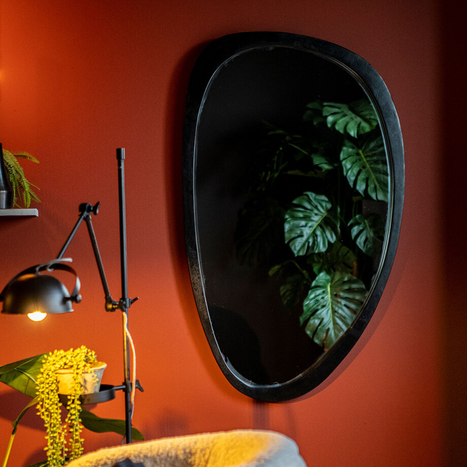 By-Boo Spiegel 'Plecto' Mangohout 120 x 70cm, Organisch, kleur Zwart afbeelding 1