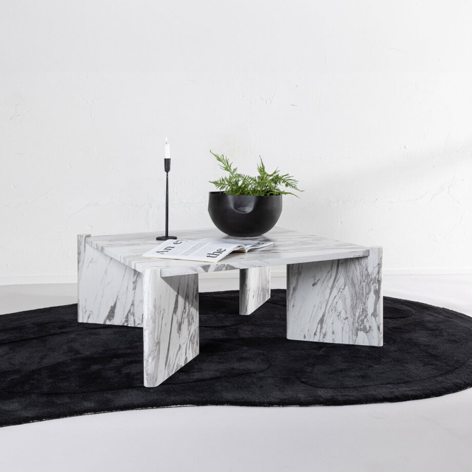 Nohr Salontafel 'Layce' Marmerlook, 100 x 100cm, kleur Wit afbeelding 1