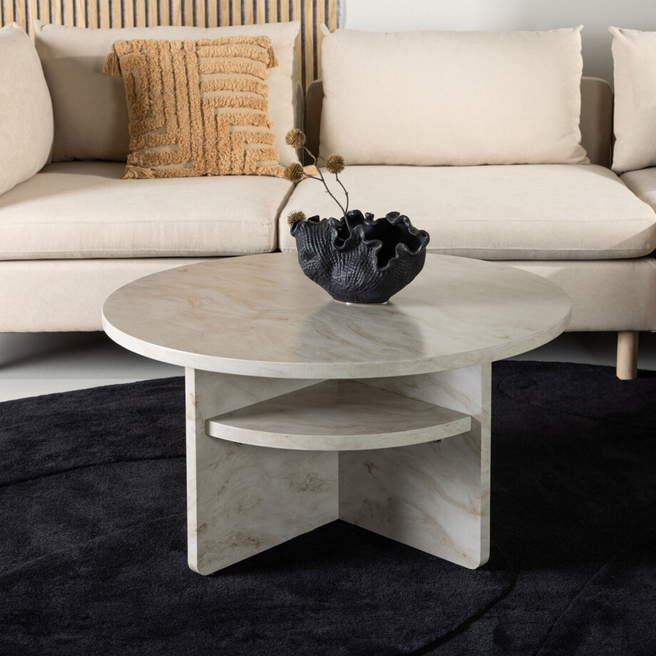 Nohr Ronde Salontafel 'Jenelle' Marmerlook, 85cm afbeelding 1