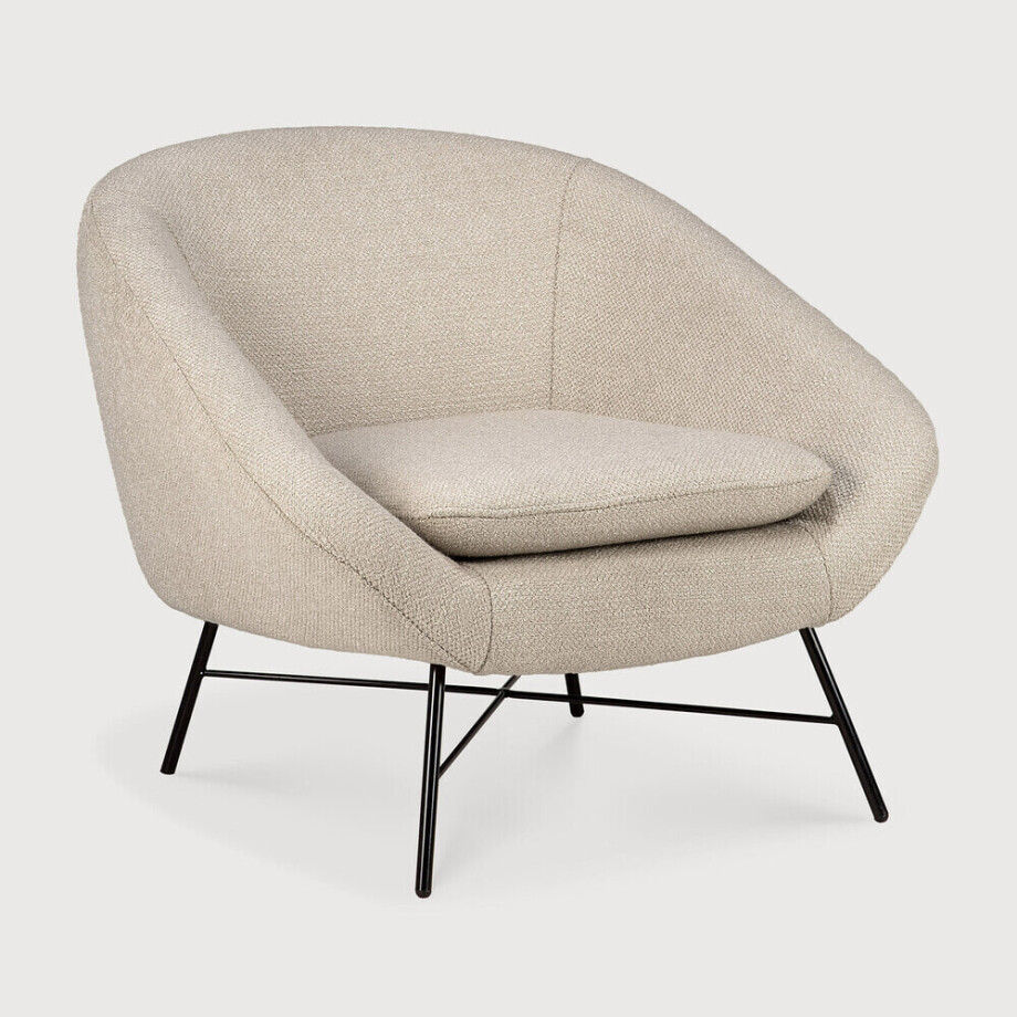 Ethnicraft Fauteuil 'Barrow' Structuurstof, kleur Off White afbeelding 1