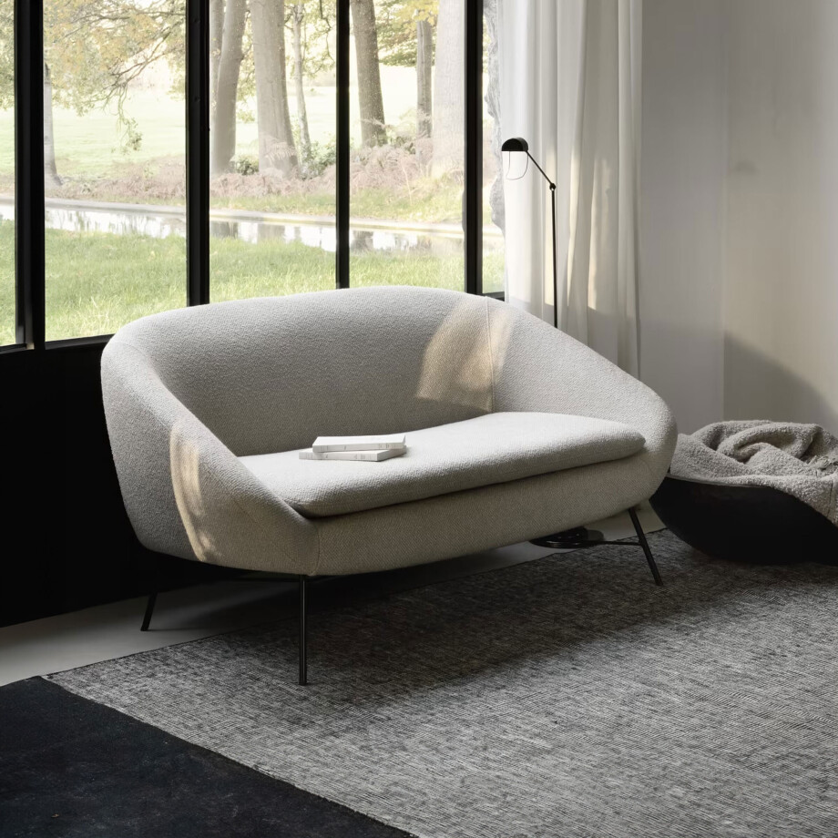 Ethnicraft 2-zits Bank 'Barrow' Bouclé, kleur Off White Ethnicraft 2-zits Bank 'Barrow' Bouclé, kleur Off White afbeelding 1