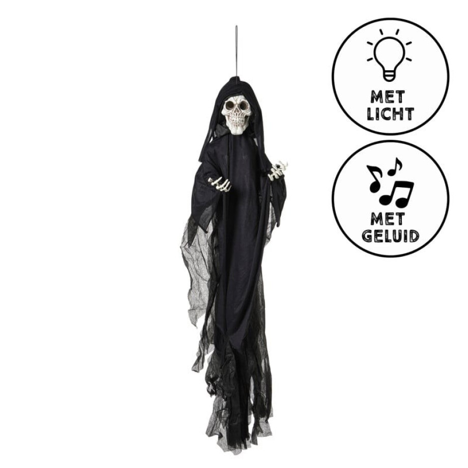 Halloween pop skelet met licht en geluid - wit - 120x70x15 cm Halloween pop skelet met licht en geluid - wit - 120x70x15 cm afbeelding