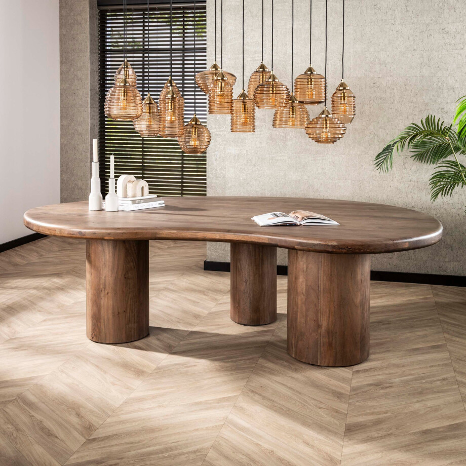 Eettafel Sculpture niervormig 244x165 cm Massief acacia bruin Eettafel Sculpture niervormig 244x165 cm Massief acacia bruin afbeelding 1