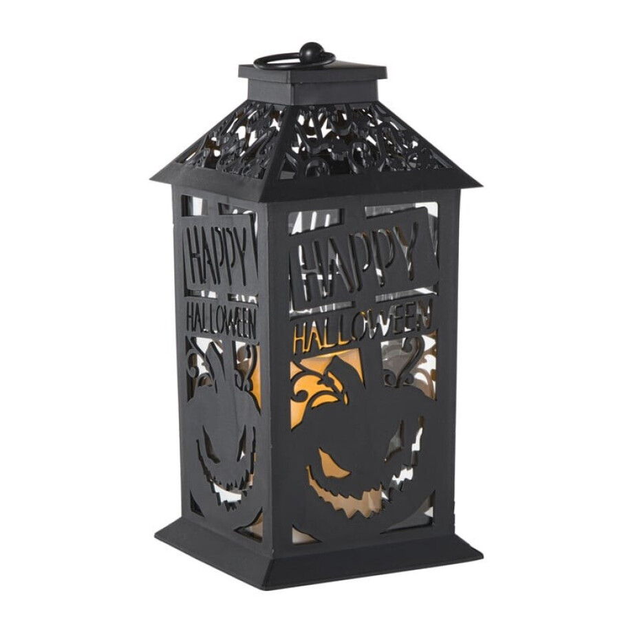 Lantaarn halloween - zwart - 30.5x14x14 cm afbeelding 