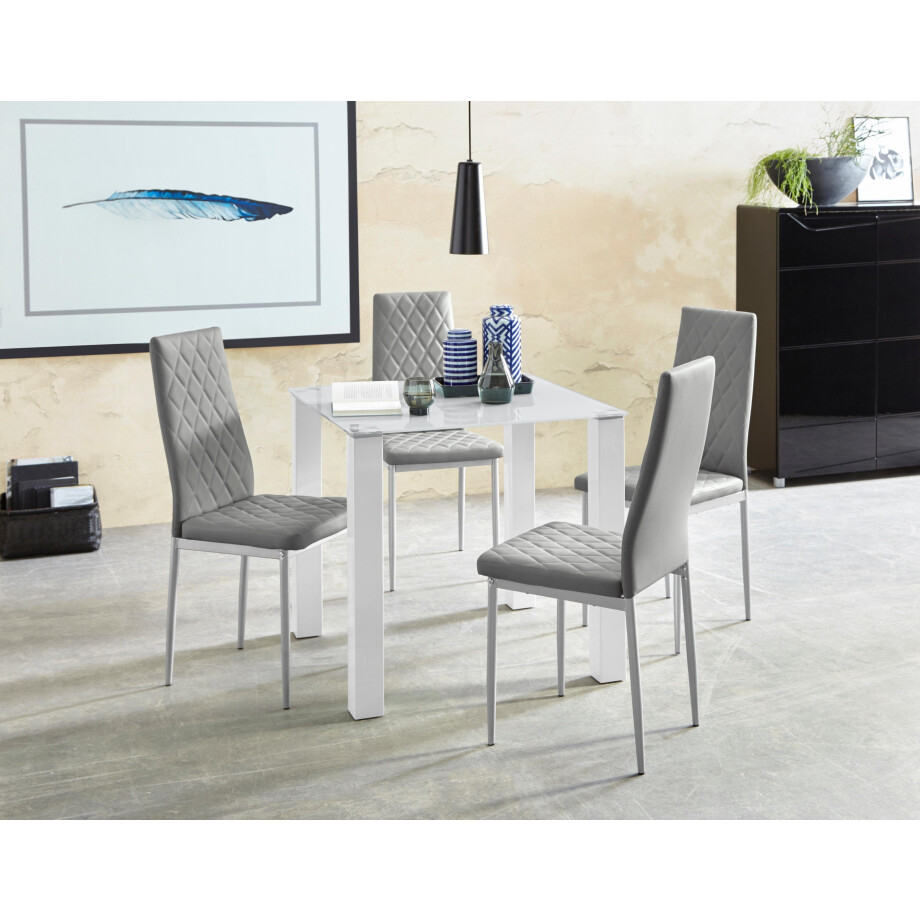 INOSIGN Eethoek met glazen tafel, breedte 80 cm (set, 5-delig) afbeelding 1