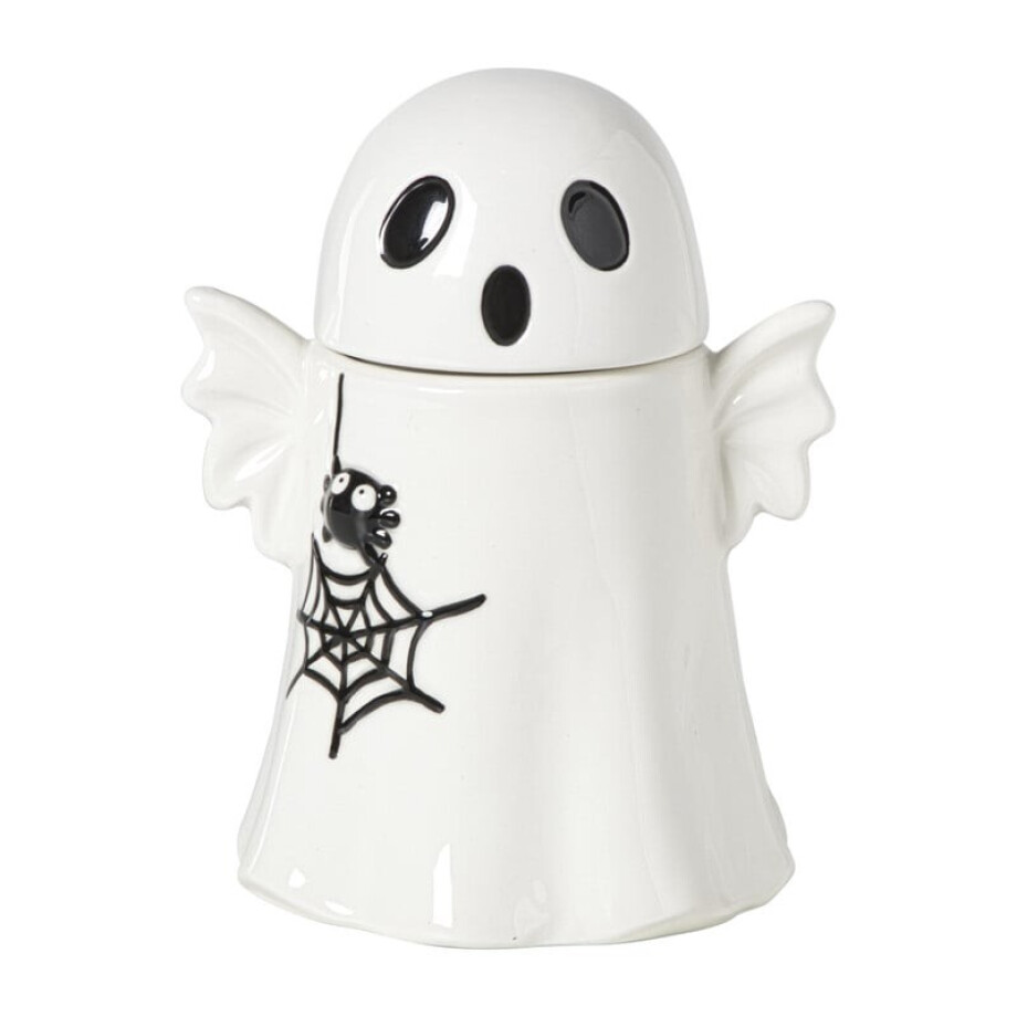 Spookje snoeppot - wit - 18.7x14x12 cm Spookje snoeppot - wit - 18.7x14x12 cm afbeelding