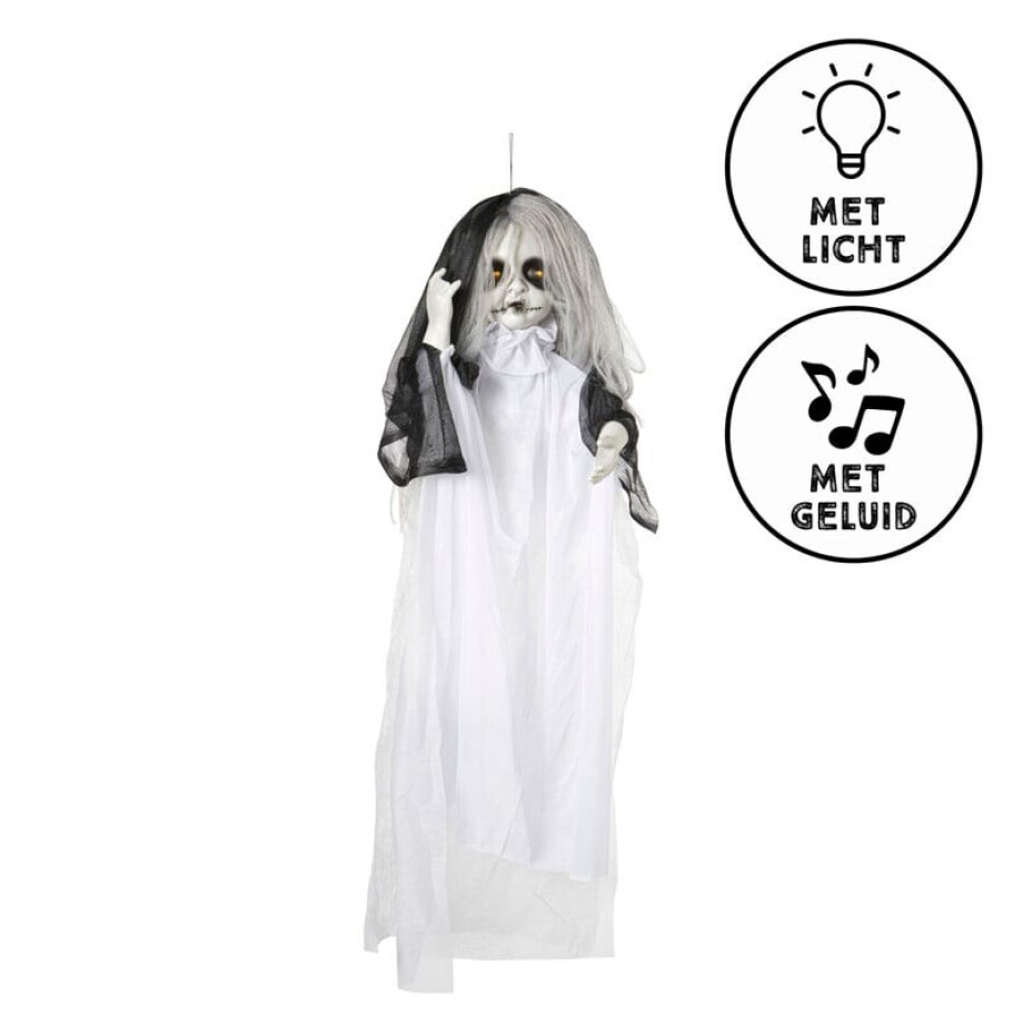 Halloween pop met licht en geluid - wit - 90x50x15 cm Halloween pop met licht en geluid - wit - 90x50x15 cm afbeelding