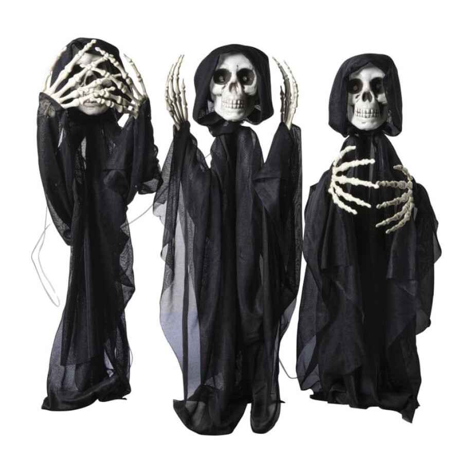 Halloween decoratie stekers skelet - zwart - 60 cm - set van 3 Halloween decoratie stekers skelet - zwart - 60 cm - set van 3 afbeelding