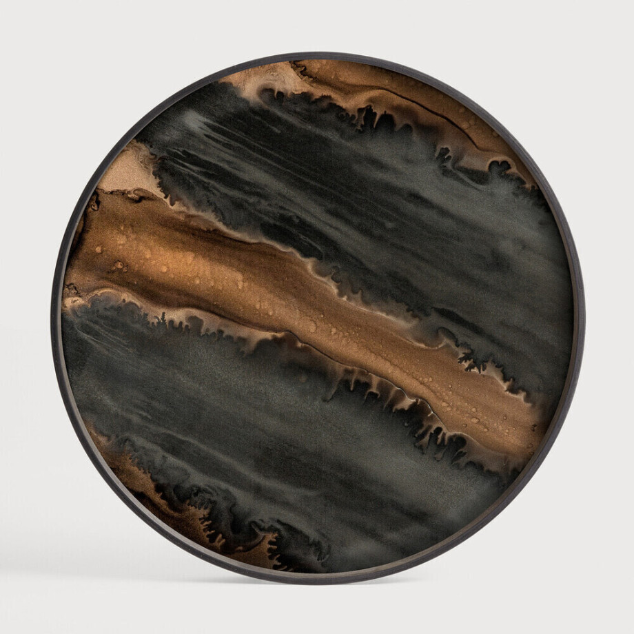 Ethnicraft Rond Dienblad 'Linear Flow' 61cm, kleur Brons afbeelding 1