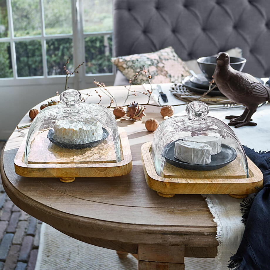 Glazen stolp met plank set van 2 Bellavario Glazen stolp met plank set van 2 Bellavario afbeelding