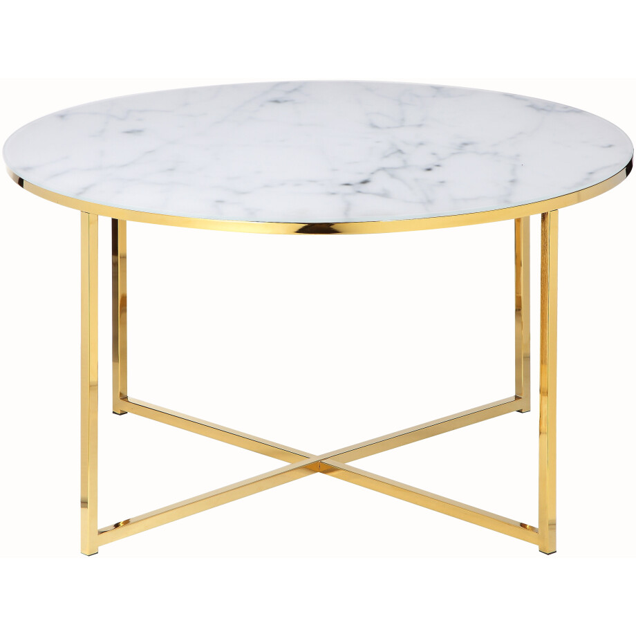 Artistiq Salontafel 'Roel', 80cm, Marmerlook, kleur Wit/Goud Artistiq Salontafel 'Roel', 80cm, Marmerlook, kleur Wit/Goud afbeelding 1