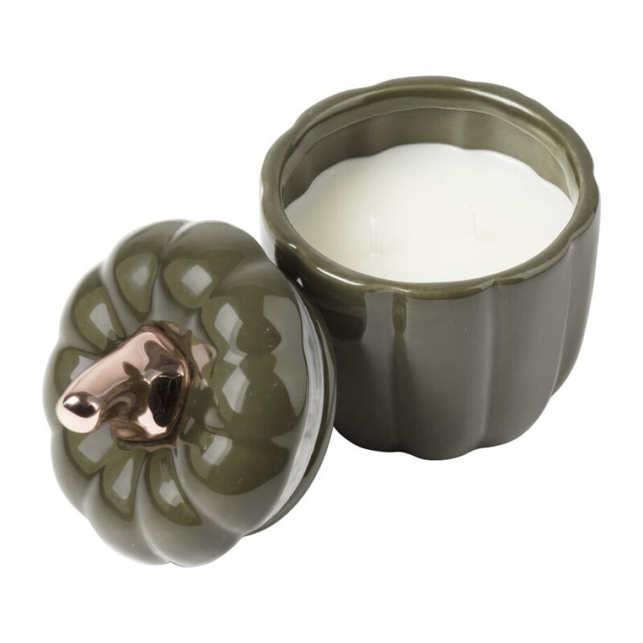 Geurkaars pompoen - groen - ø10x12 cm Geurkaars pompoen - groen - ø10x12 cm afbeelding