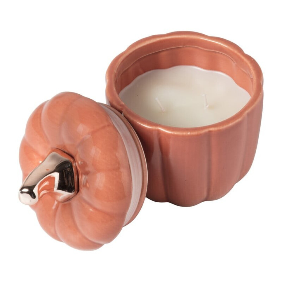 Geurkaars pompoen - roze - ø10x12 cm afbeelding 