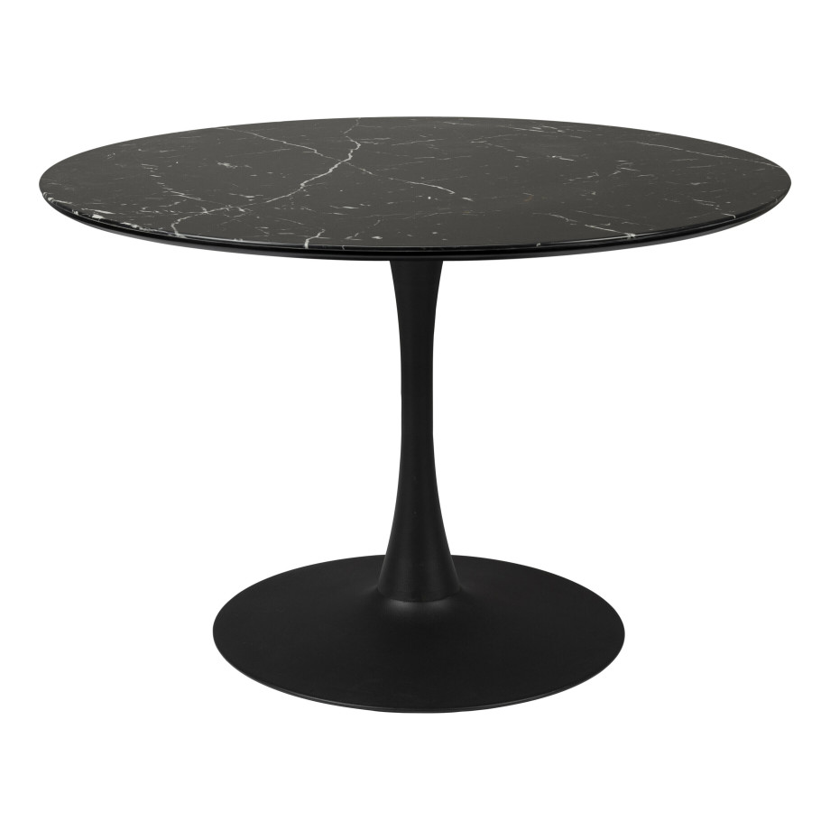 ZILT Ronde Eettafel 'Trisha' Marmerlook, 110cm, kleur Zwart afbeelding 1