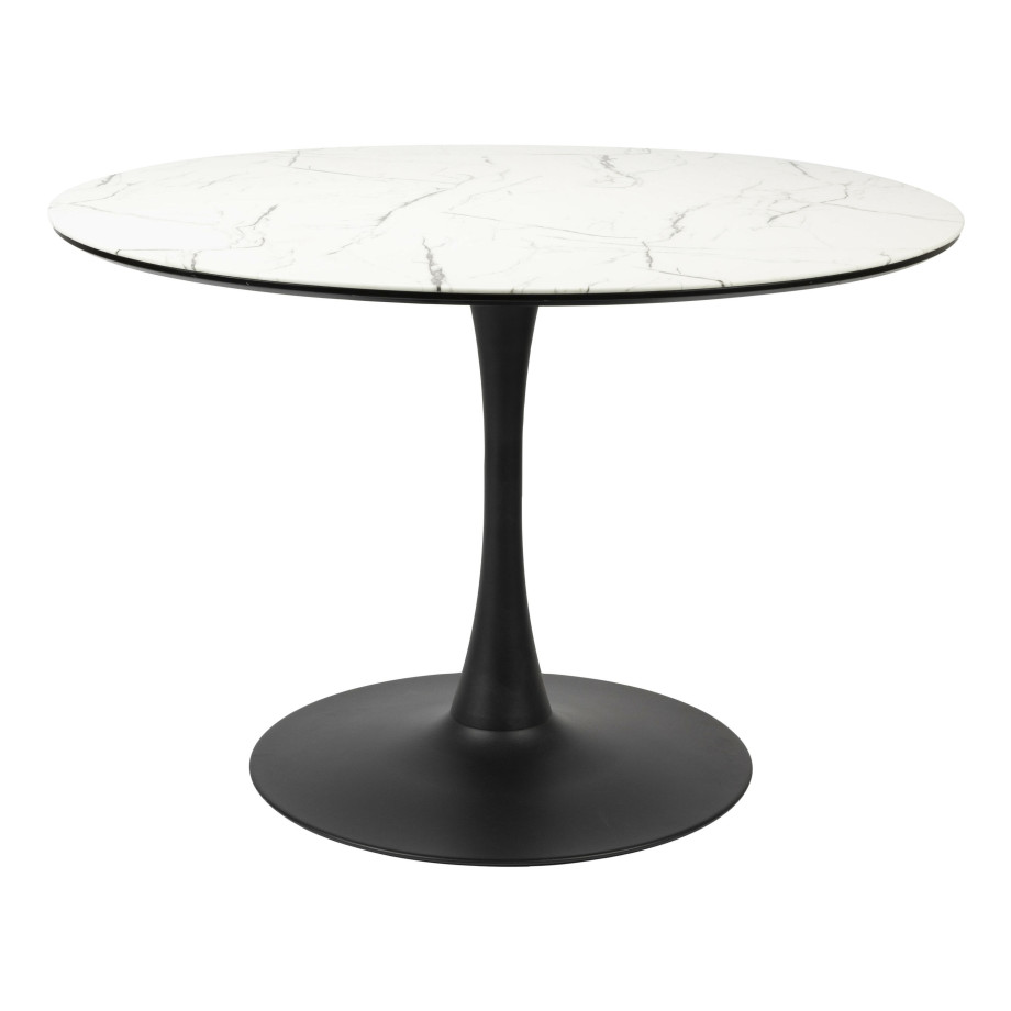 ZILT Ronde Eettafel 'Trisha' Marmerlook, 110cm, kleur Wit afbeelding 1