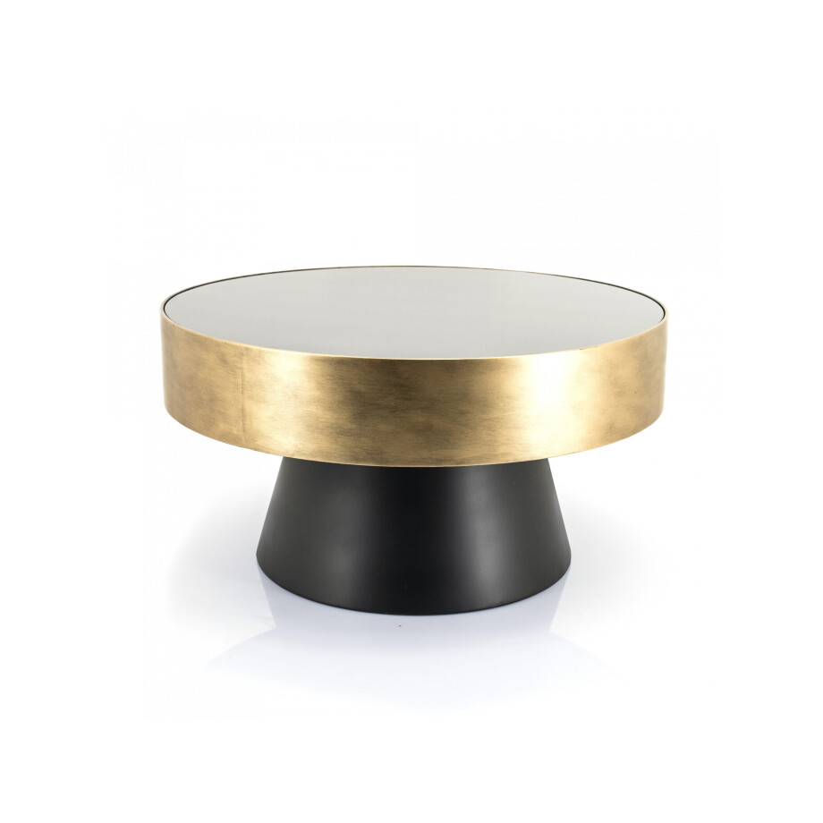 By-Boo Salontafel 'Bunga' 75cm zwart/goud met glazen blad afbeelding 