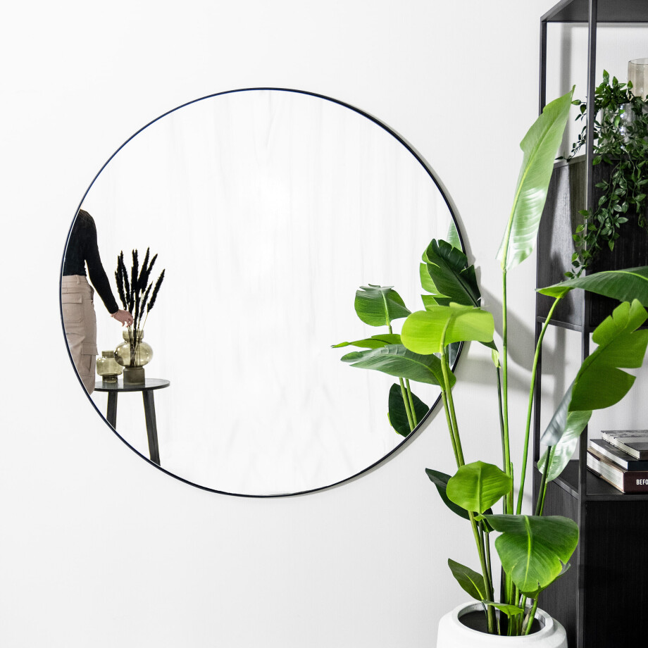 By-Boo Ronde Spiegel 'Immense' XXL 120cm, kleur Zwart By-Boo Ronde Spiegel 'Immense' XXL 120cm, kleur Zwart afbeelding 1