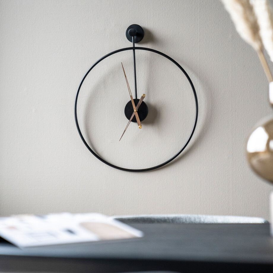 By-Boo Wandklok 'Sundial' 50cm, kleur Zwart By-Boo Wandklok 'Sundial' 50cm, kleur Zwart afbeelding 1