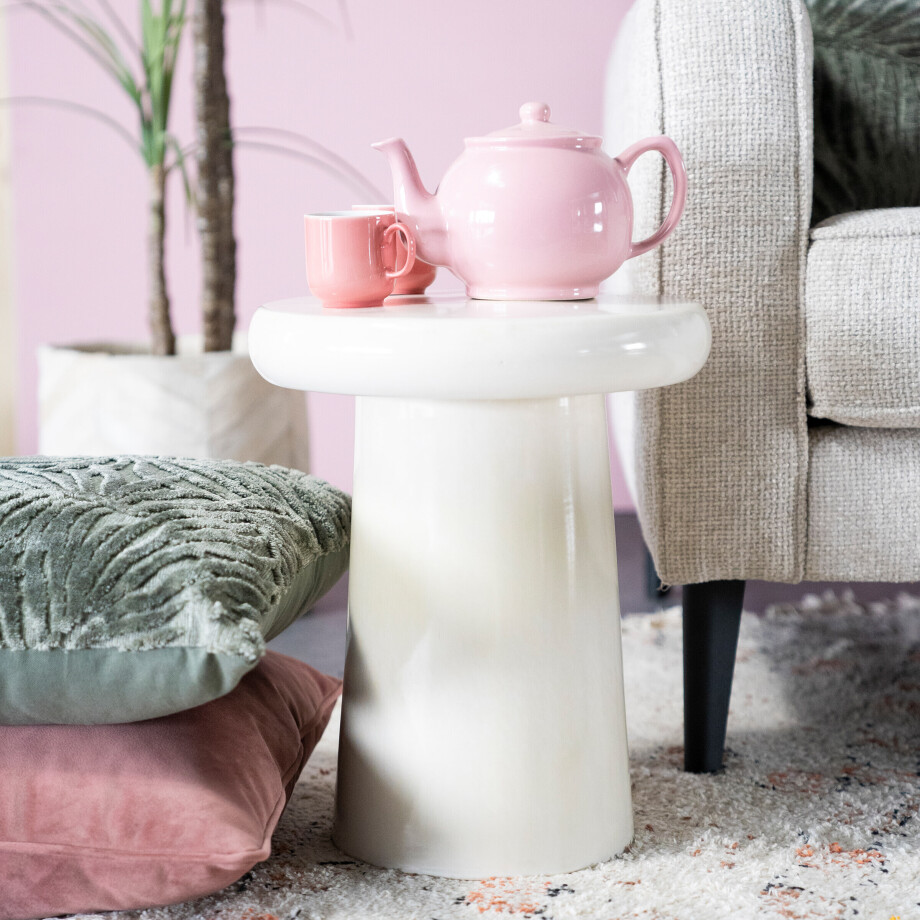 By-Boo Bijzettafel 'Glaze' 34cm, kleur Crème afbeelding 1