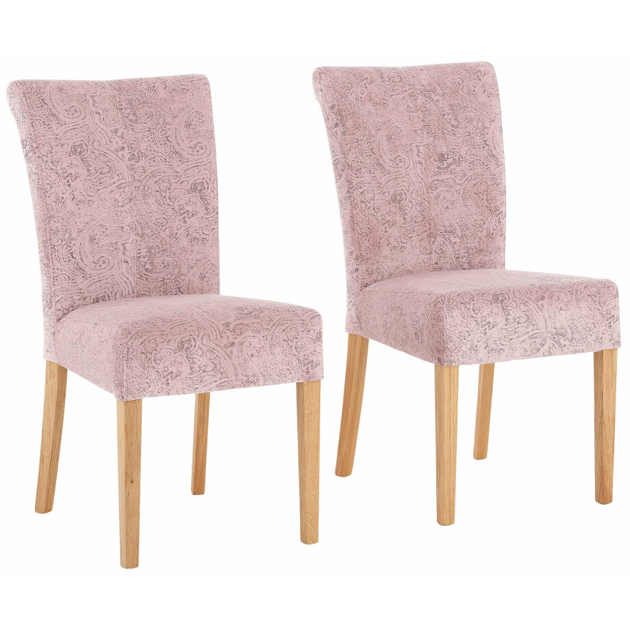 Home affaire Eetkamerstoel Queen Polsterstoel BESTSELLER verschillende type bekleding, massief houten onderstel (set) afbeelding 1